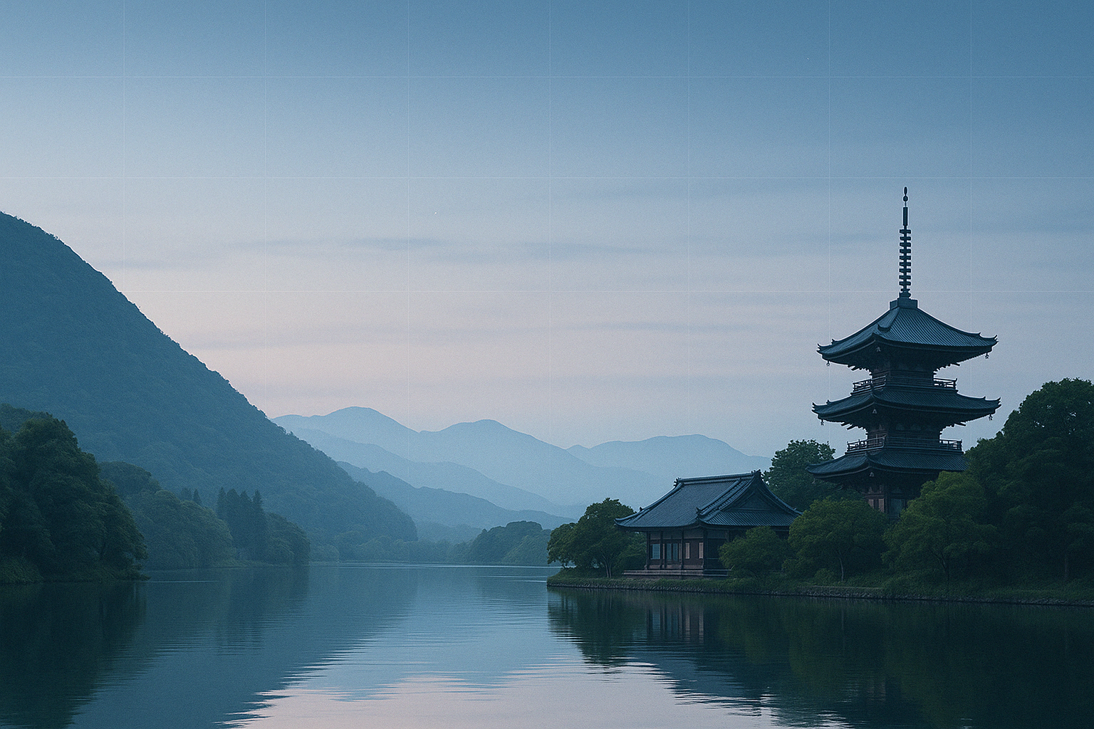 五重塔と川